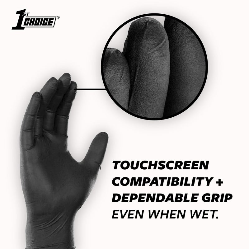 1st Choice Black Nitrile Gloves Disposable Latex-Free 5 Mil Textured for Cooking, Cleaning, Food Prep, Large, Box of 100 - Image 4
